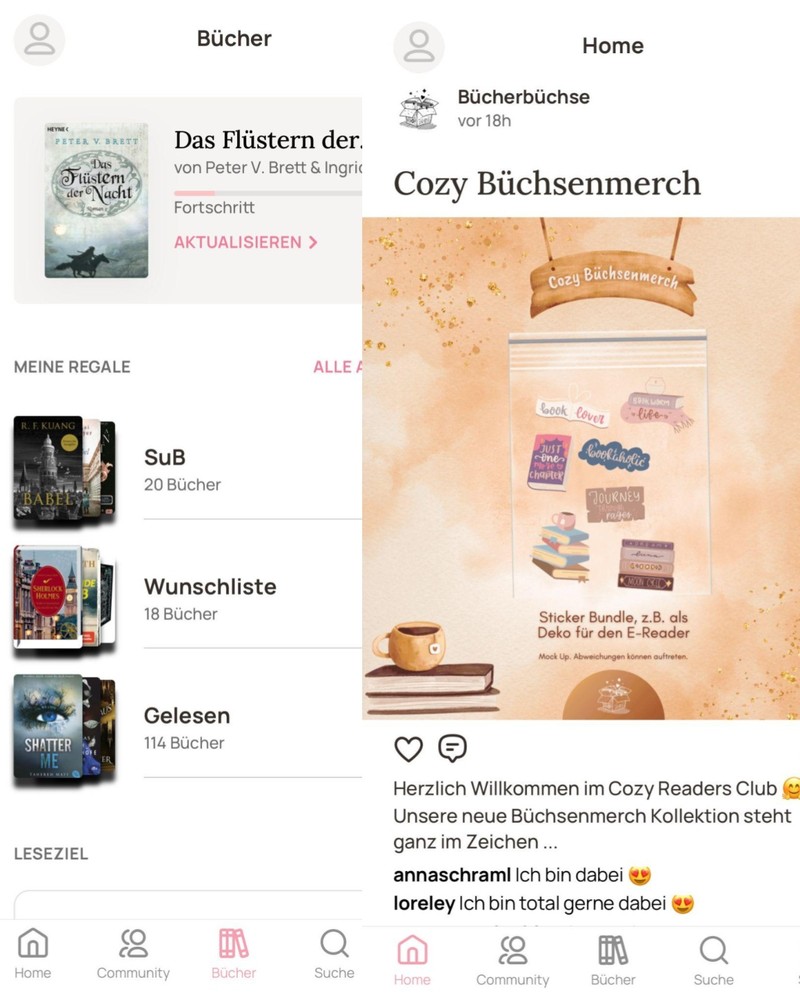 Mit der „Bücherbüchse“-App kannst du Bücher und Buch-Merch kaufen und dich mit der Community austauschen.