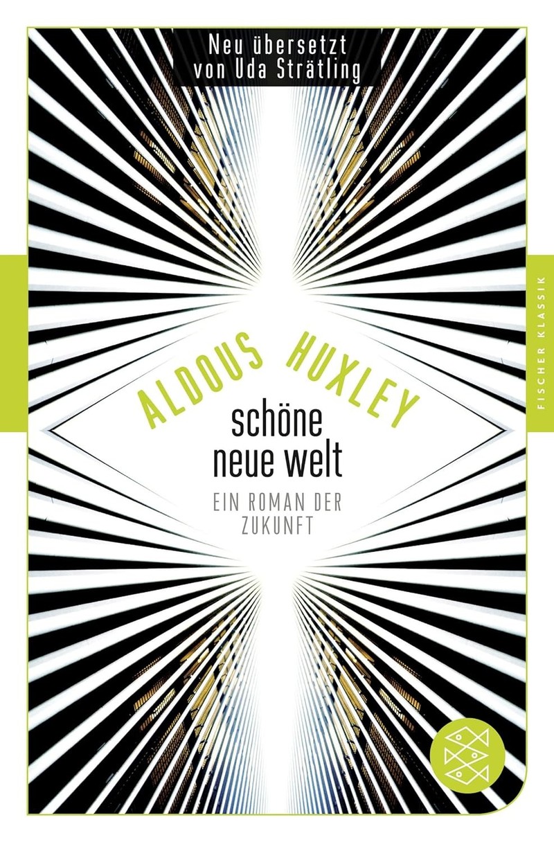 In der Dystopie „Schöne neue Welt“ von Aldous Huxley wird eine Gesellschaft beschrieben, die durch Konsum und Drogen beeinflusst und unterdrückt wird.