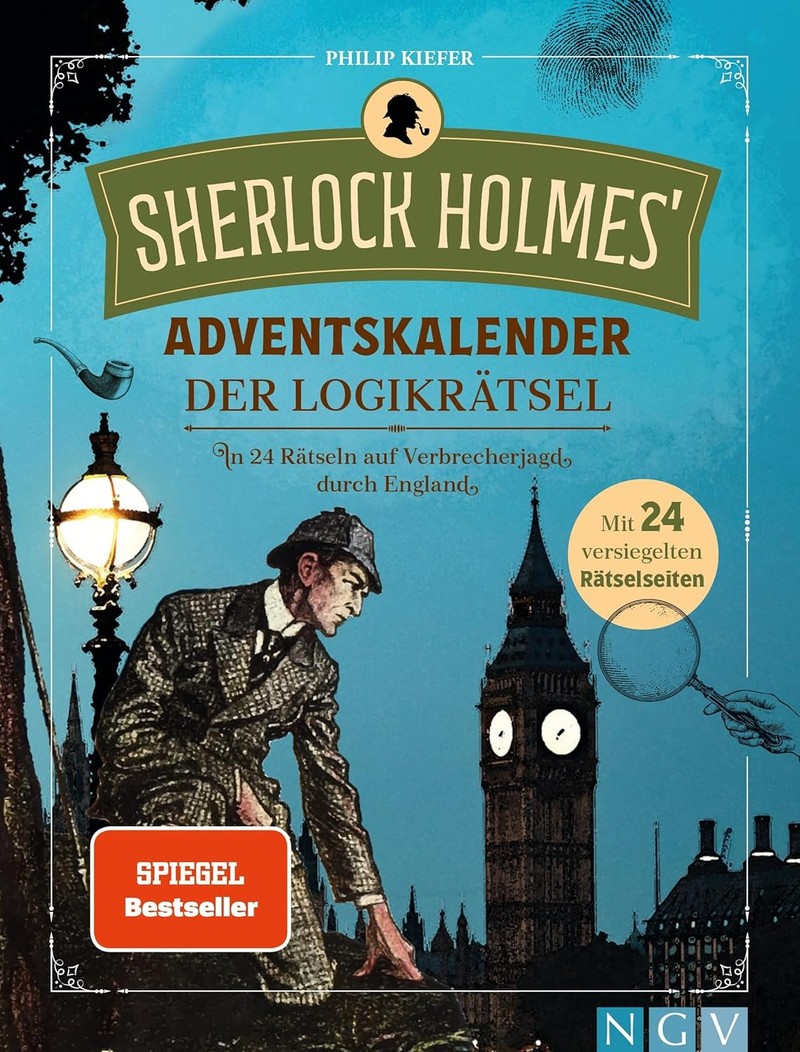 Mit 24 kniffligen Rätseln können „Sherlock Holmes“-Fans mit dem Adventskalender in die Welt ihres Lieblingsdetektivs eintauchen.