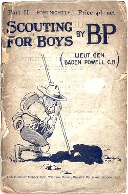 Eine abgegriffene Ausgabe von „Scouting for Boys“