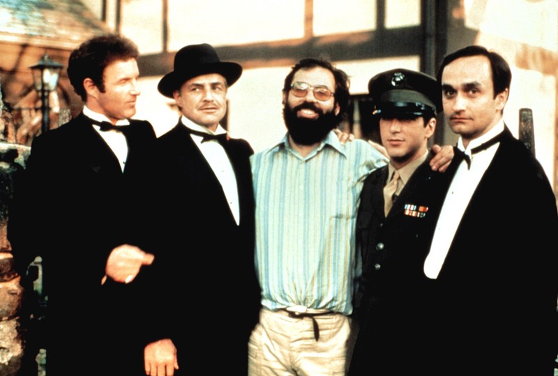 Francis Ford Coppola und der Cast am Set von „Der Pate“.